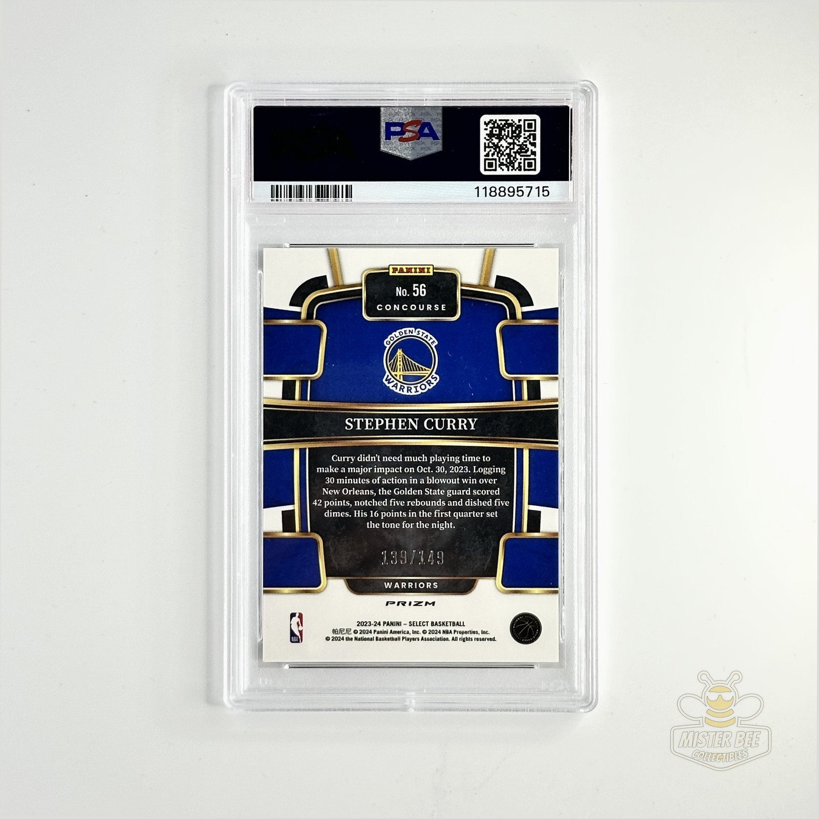 Stephen Curry 2023-24 Panini Select #56 White Prizm PSA 10 GEM MINT /149 view 2