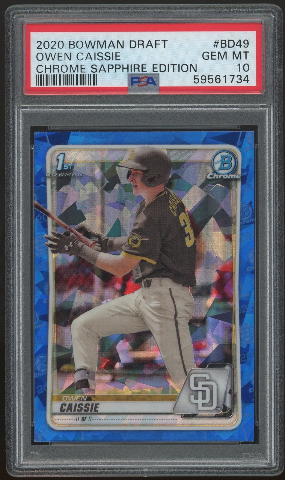 OWEN CAISSIE 2020 BOWMAN DRAFT CHROME SAPPHIRE PSA 10 BD49 PADRES 59561734