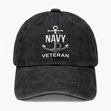 Navy Veteran Hat US Navy Military Veteran Adjustable Washed Baseball Cap