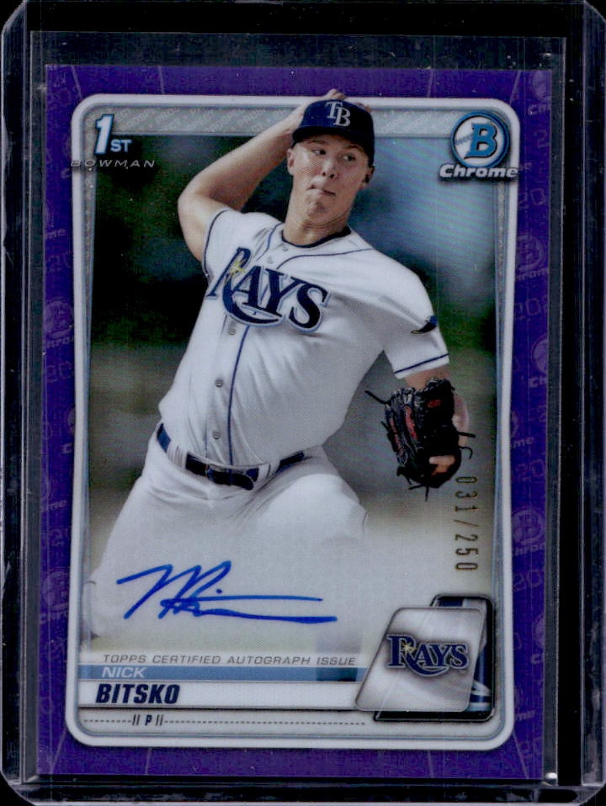 2020 Bowman Draft Nick Bitsko Chrome Auto Purple Refractor #31/250 Rays