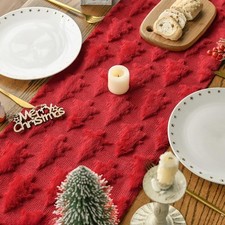 1X Christmas Tree Table Runner Plush 3D Tablecloth Party Decoration New