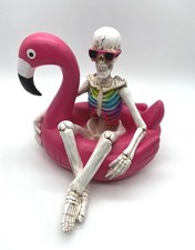 NEW Here Lies Summer Skeleton Flamingo Pool Float Halloween SUMMERWEEN Decor