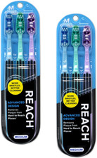 Advanced Design Medium Toothbrushes, Colors May Vary, 3 Count Pack of 2 Total