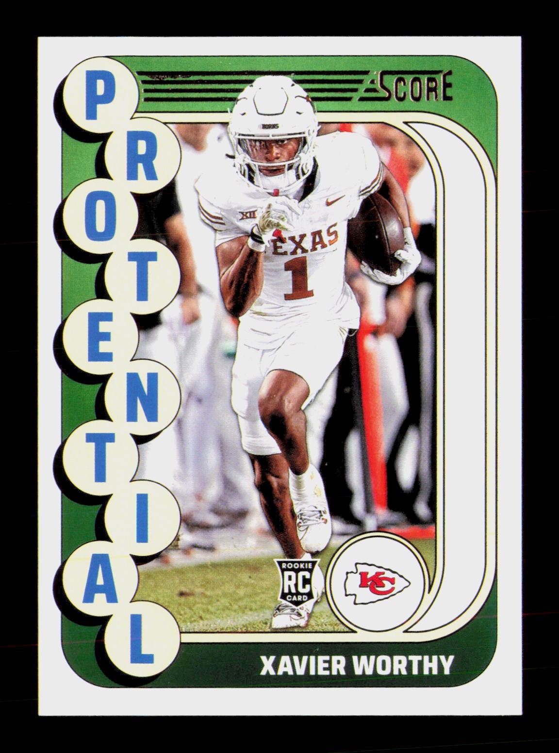 Xavier Worthy #15 Football Cards 2024 Panini Score Protential trading card — raw and PSA graded price guide