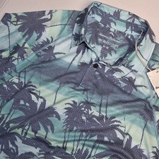 Tommy Bahama Polo Shirt Sunset Palms Poolside Blue Island Zone New SS Medium M