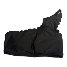 J. Crew Black One Shoulder Scalloped Swim Top Bikini Size Small NWT