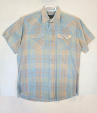 Vtg Panhandle Slim Shirt Men 17 Short Sleeve Western Pearl Snap