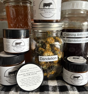 Herbal Infused Calming Arthritis & Joint Tallow Salve Daily Use ALL NATURAL 2oz