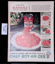 1961 CHEF BOY-AR-DEE BEEF RAVIOLI IN SAUCE A Taste of Italy Print Ad 50290