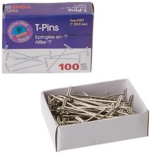 ADVANTUS Gem 2-Inch T-Pins, 100 per Box 85T 2 Inch, Nickel