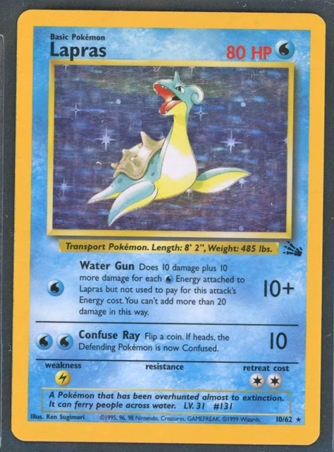 Pokemon Cards - Lapras 10/62 Fossil Set Holo - eBay Live Fri 11th Jul 8:30pm (b