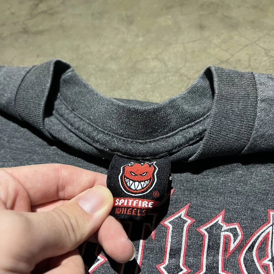 Camiseta Patinador Manga Larga Gris Spitfire Años 90 Y2k Vintage Foto 4 de 4