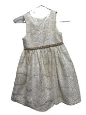 American Princess Dress Girls Size 6 Ivory Lace Pearl Gold Detail Tulle