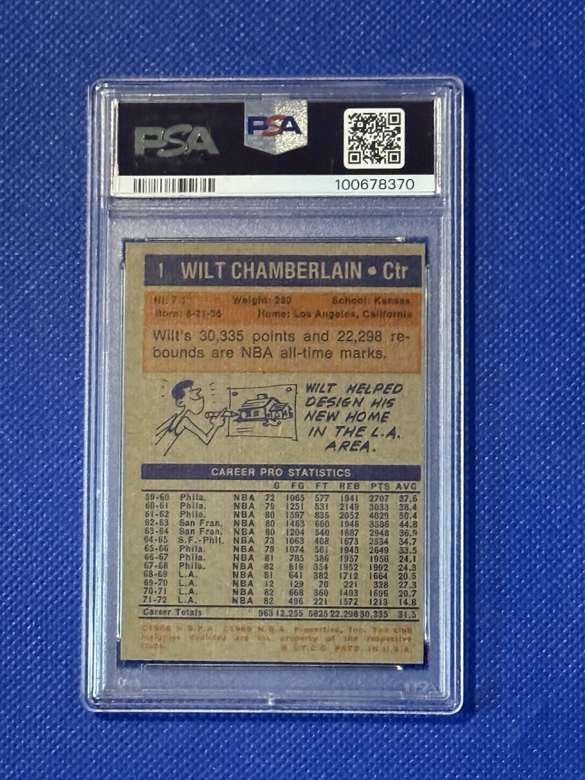 1972 Topps Basketball Card #1 Wilt Chamberlain PSA 8 Graded **NO OFFERS!!** L323 view 2