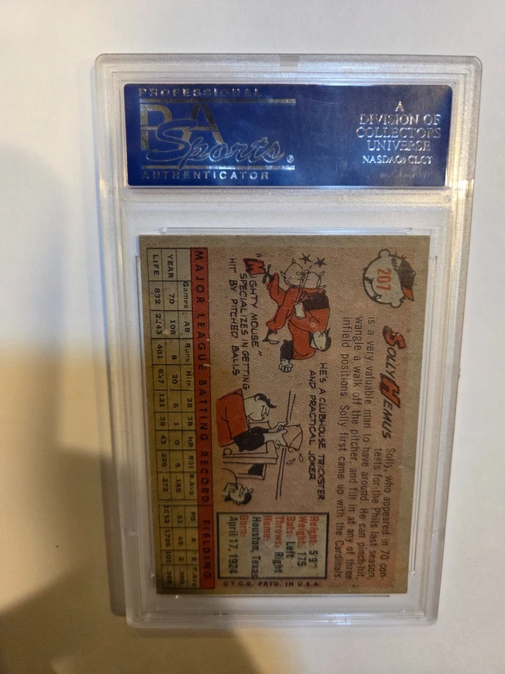 1958 Topps #207 Solly Hemus PSA 6 EX-MT Philadelphia Phillies - Image 2 of 4