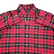 Ralph Lauren Shirt Mens Large Red Plaid Long Sleeve Button Down Logo Casual