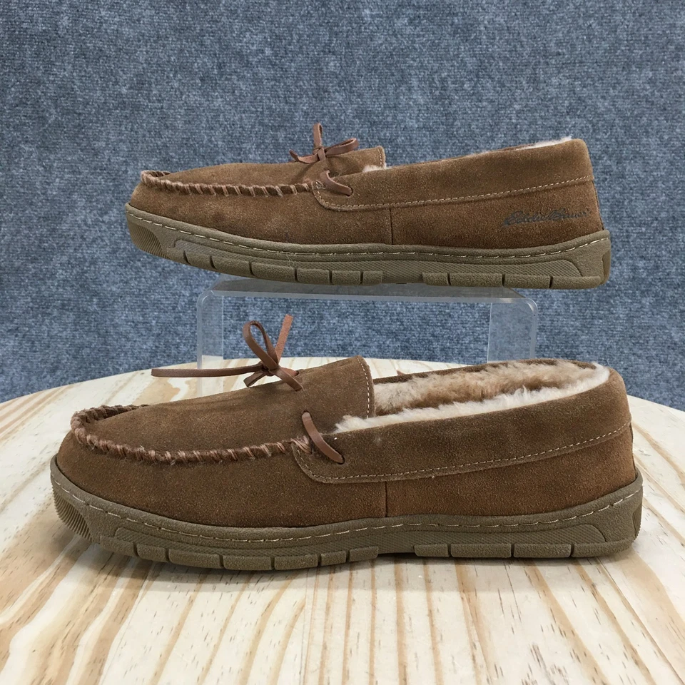 Zapatillas Eddie Bauer Para Hombres 8-9 Ryan Informales Sin Cordones Forrados Mocasines Marrón Gamuza Foto 2 de 4