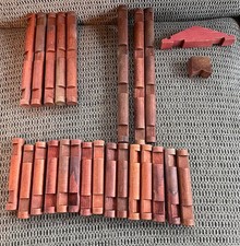Vintage Mixed Lot of Wooden Lincoln Logs 99 Pieces