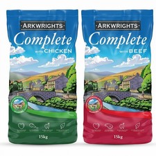Arkwrights Complete Dry Dog Food 2 pack 30kg - 1x15kg Beef 1x15kg Chicken 1.21 per kilo