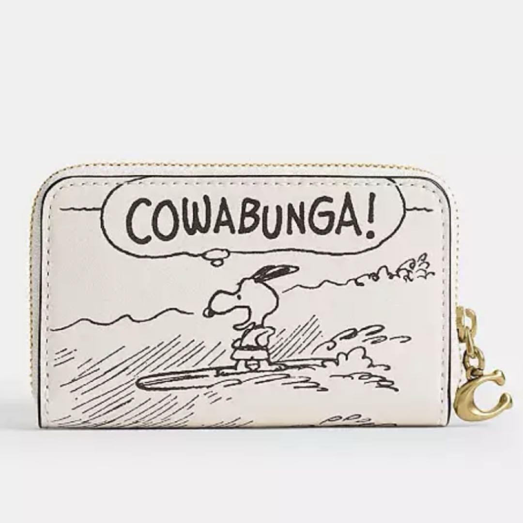 Coach x Peanuts Snoopy Small Zip-Around Card Case Newspaper