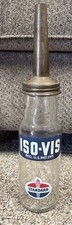 Antique/ VTG- ISO-VIS Standard Oil Glass Bottle 1-Quart W/Spout Dispenser