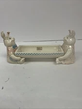 Fitz & Floyd Bunny Rabbit Cracker Easter Tray Dish Decor 10”