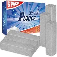 6 Pack Pumice Stone for Toilet Cleaning Bowl Stick, Powerfully Cleans Hard Water