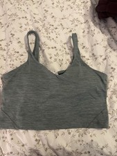 Lululemon Gray Pullover Wireless Sports Bra with Logo Accent