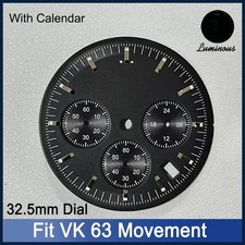32.5mm Green Luminous Dial Fit VK63 Movement Watch Hands Replacement Parts