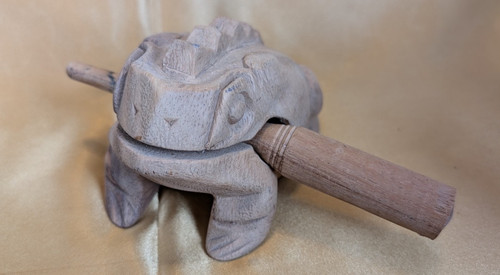 Hand Carved Wooden Croaking Frog Guiro Unfinished Wood