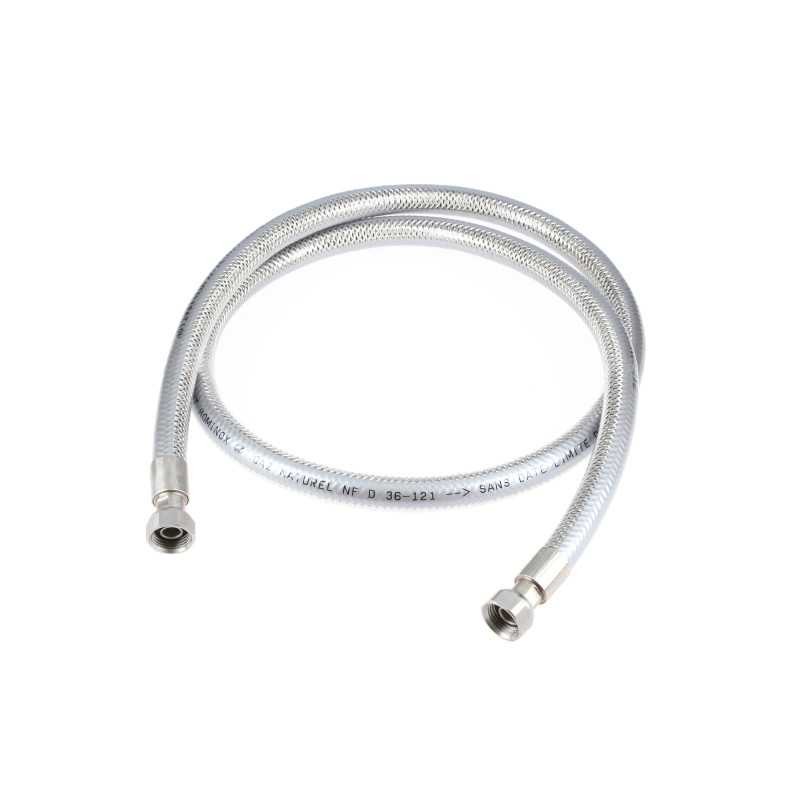 Flexible gaz naturel inox 1m GARIS F02GNIXL100 pour brancher une plaque de cuisson