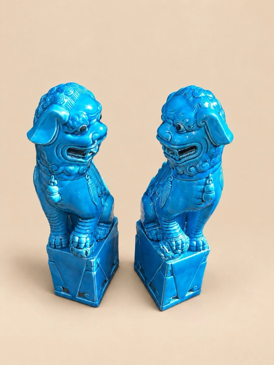 Blue Dog Porcelain & Pottery Antique Chinese Figurines & Statues