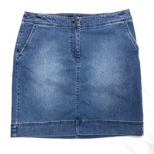 Talbots 12 Petite Denim Skirt Blue Mini Stretch Classic Retro Coastal Indie Soft