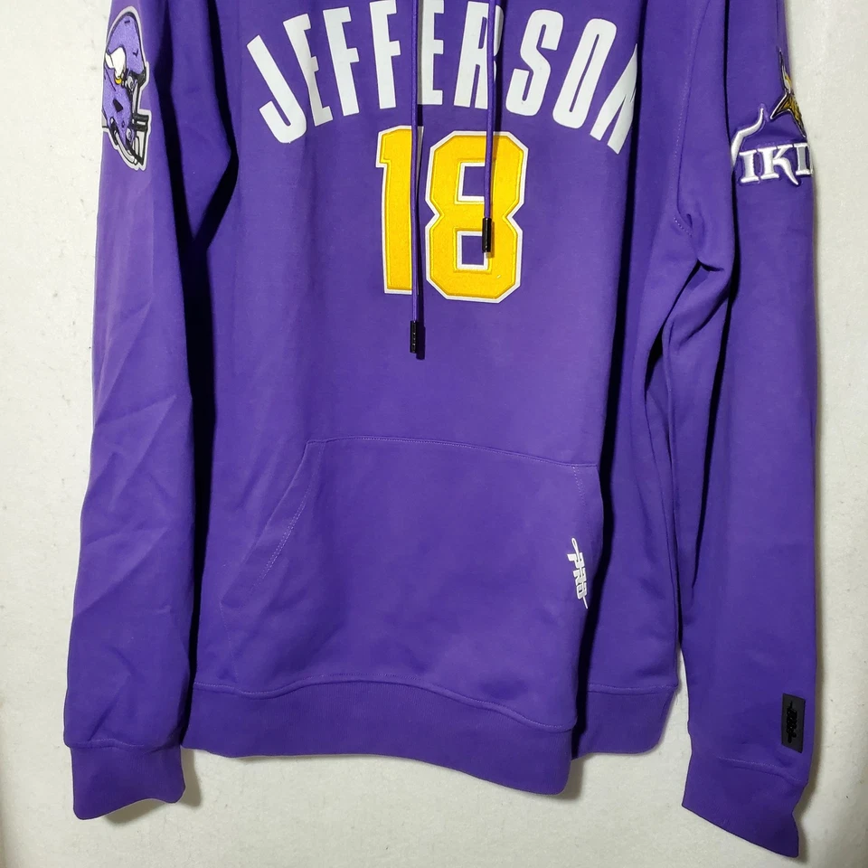 Minnesota Vikings Hoodie Mens Large NFL Football Jefferson 18 Pro Standard - Image 4 of 4