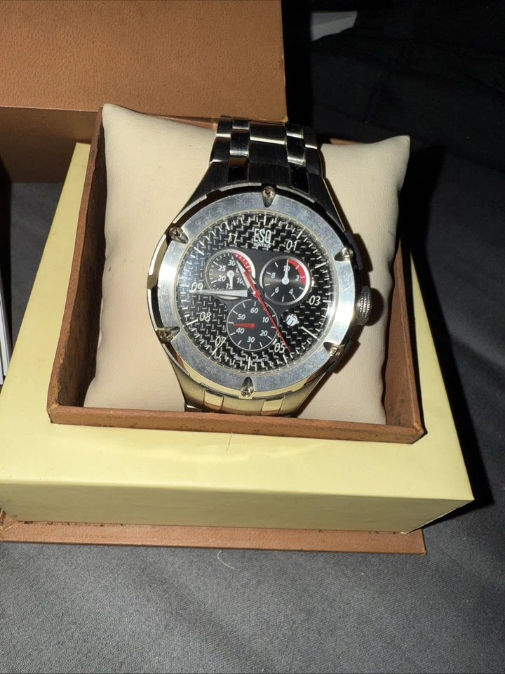 ESQ by Movado Men's Chronograph Stainless Steel Watch In Box w Booklet. Great!! - Image 2 of 4