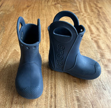 Crocs Handle It Rain Boots Kids Size C 8 EUC Navy Blue Adorable