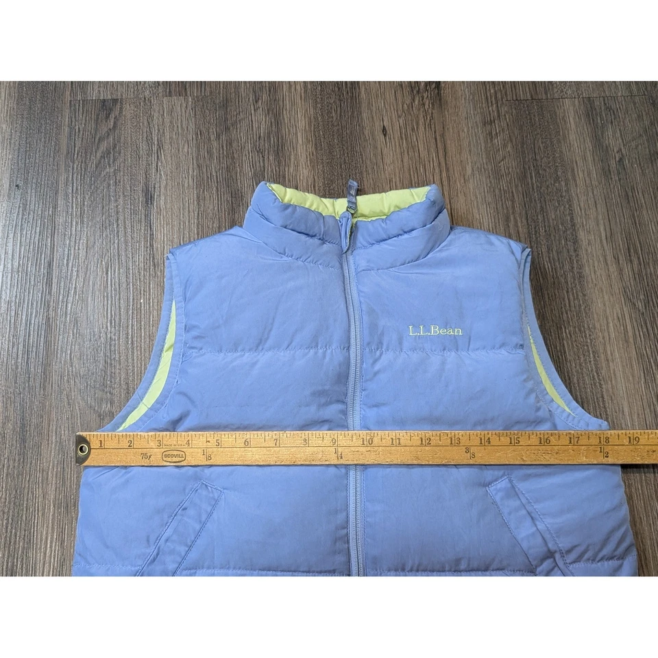 Chaleco acolchado reversible LL Bean Kids azul amarillo talla M 10-12 invierno cálido Foto 3 de 4