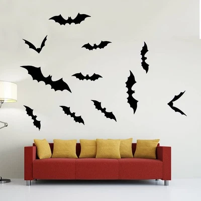12 Stück Wandtattoo 3D Fledermaus PVC Halloween Wandtattoo für Wanddekoration - Bild 1 von 4