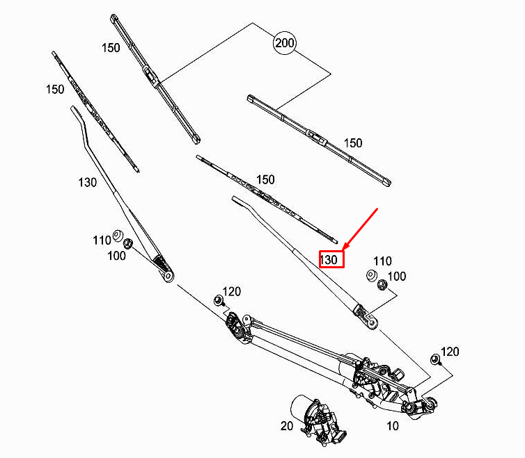 Neu MERCEDES-BENZ CITAN W415 Scheibenwischerarm vorne links A4158240028 Original