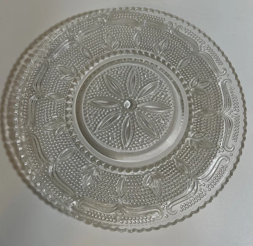Vtg FEDERAL GLASS -Heritage Clear- Sandwich PLATE, 1k Eyes Hobnail Daisy. MINT