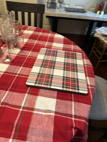Pottery Barn Disney holiday PLAID placemat Stewart Santa Christmas party Red - - Picture 6 of 24