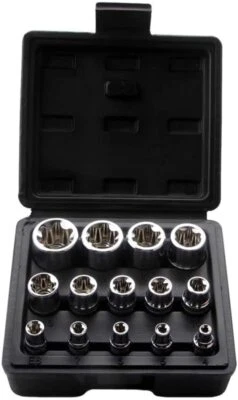 14PC E Torx Socket Set Female Start Bit External Hex Torque E4-E24 With Case - Image 1 of 4