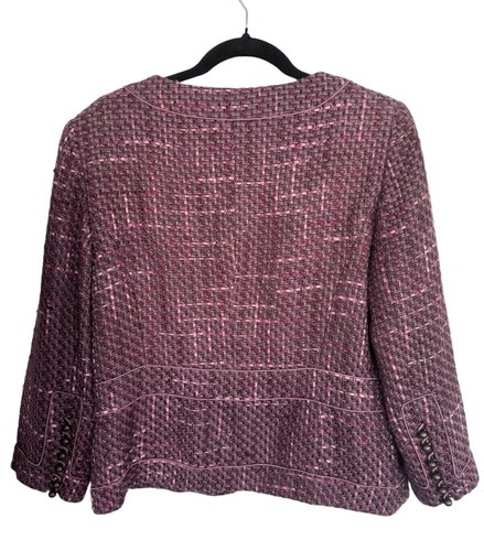 Bandolino Pink Tweed Square Neck Button Closure Blazer Jacket plus size 14 NEW - Picture 2 of 6