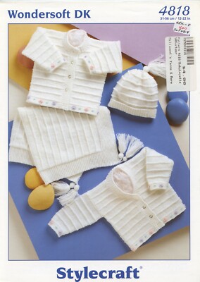 Preemie & Baby Cardigans, Hat, Blanket - Stylecraft Knitting Pattern 4818 - DK