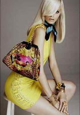 H&M VERSACE PARTYDRESS YELLOW SILK GOLD SILVER STUD EMELLISHED UK12 EUR 38 US 8