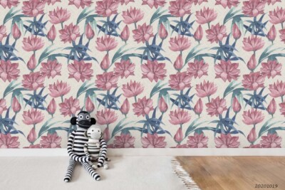 3D Flower Leaves Watercolor Pattern Wallpaper Wall Murals Removable Wallpaper