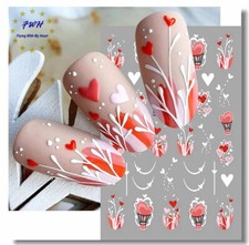 Love Heart Nail Sticker Love Lock Key Star Wing Flower Self-Adhesive Nail Decal