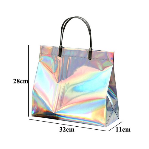New Thick Handbag Waterproof Storage Bag Casual Laser Tote Shopping Bag ∂ - Picture 9 of 16