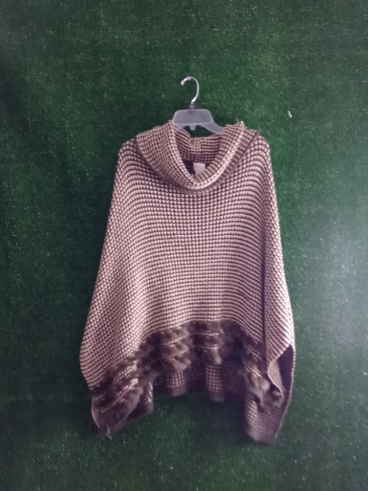 Chico Poncho Green And Gold Cowl Neck Pullover Full Green Trim One Size - Imagem 2 de 4