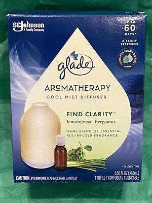 Glade Aromatherapy Cool Mist Essential Oil Diffuser Kit w/Refill FIND CLARITY
